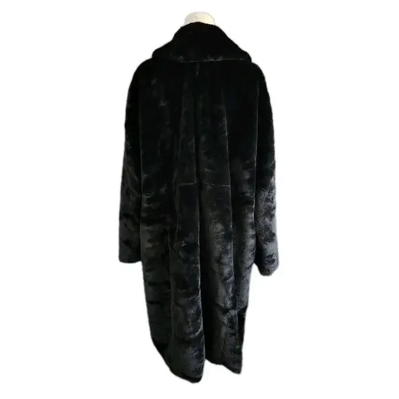 Torrid Faux Fur Midi Coat Plush Cozy Jacket Plus Size 3X Black Party Mob Wife - Picture 3 of 8